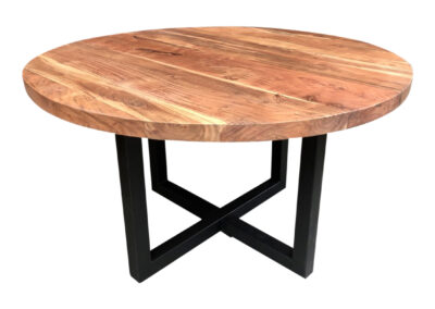 RONDE ACACIA TAFEL MET U ONDERSTEL